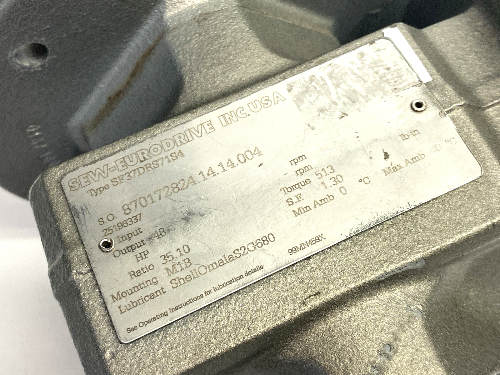 SEW Eurodrive SF37DRS71S4 Right Angle Gearmotor, 35.1 Gear Ratio, 3-Phase - Maverick Industrial Sales