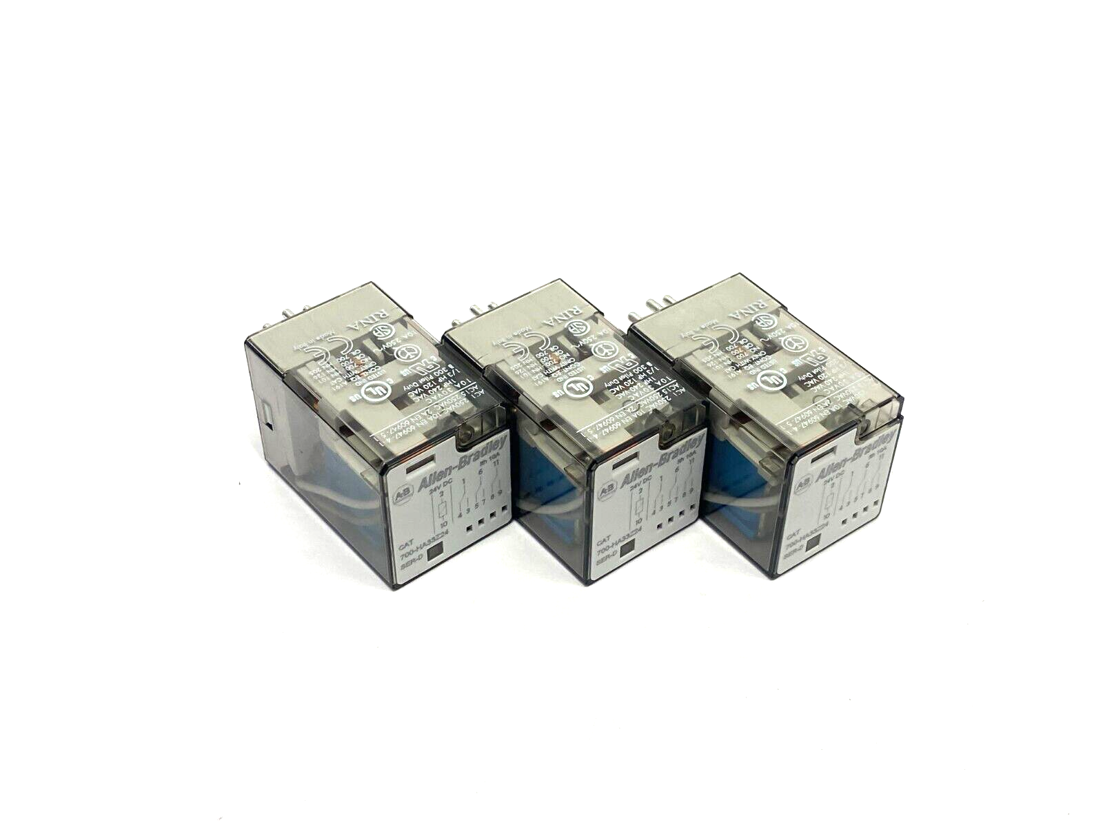 Allen Bradley 700-HA33Z24 Ser. D Socket Base Relay 11-Pin 10A 24VDC LOT OF 3 - Maverick Industrial Sales