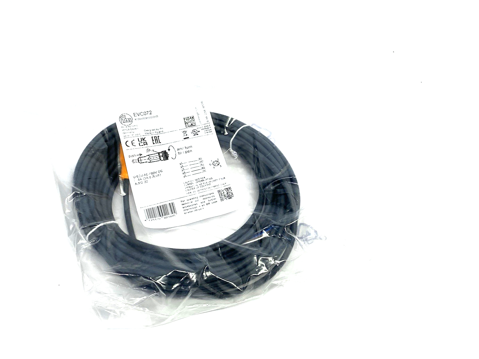 EVC072 | Ifm A-Coded Female Cordset 10m M12 Connection ADOGH050MSS0010H05 - New - Maverick Industrial Sales