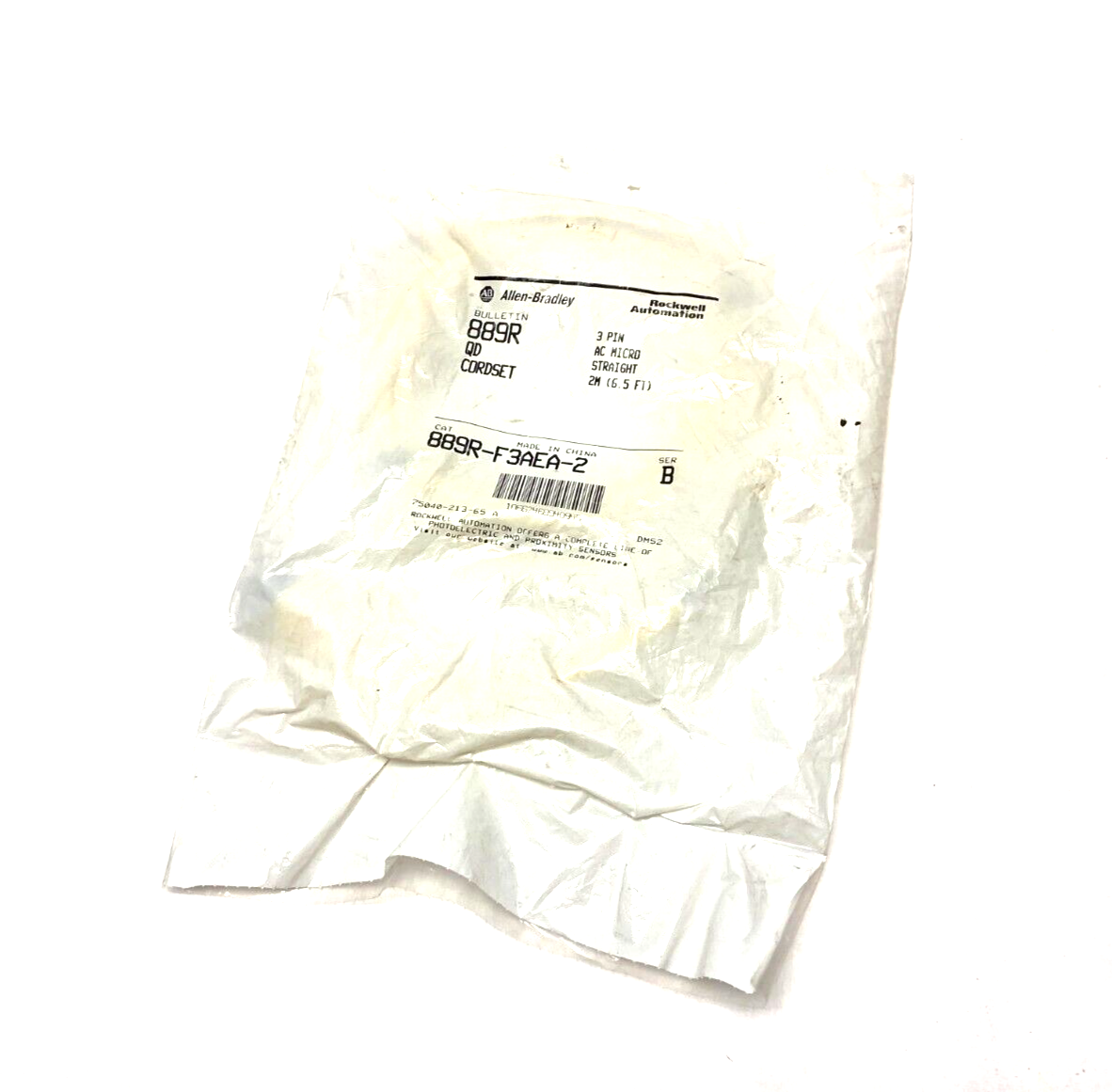 Allen Bradley 889R-F3AEA-2 Ser. B Straight AC Micro Cordset 3-Pin Female, 2m - Maverick Industrial Sales