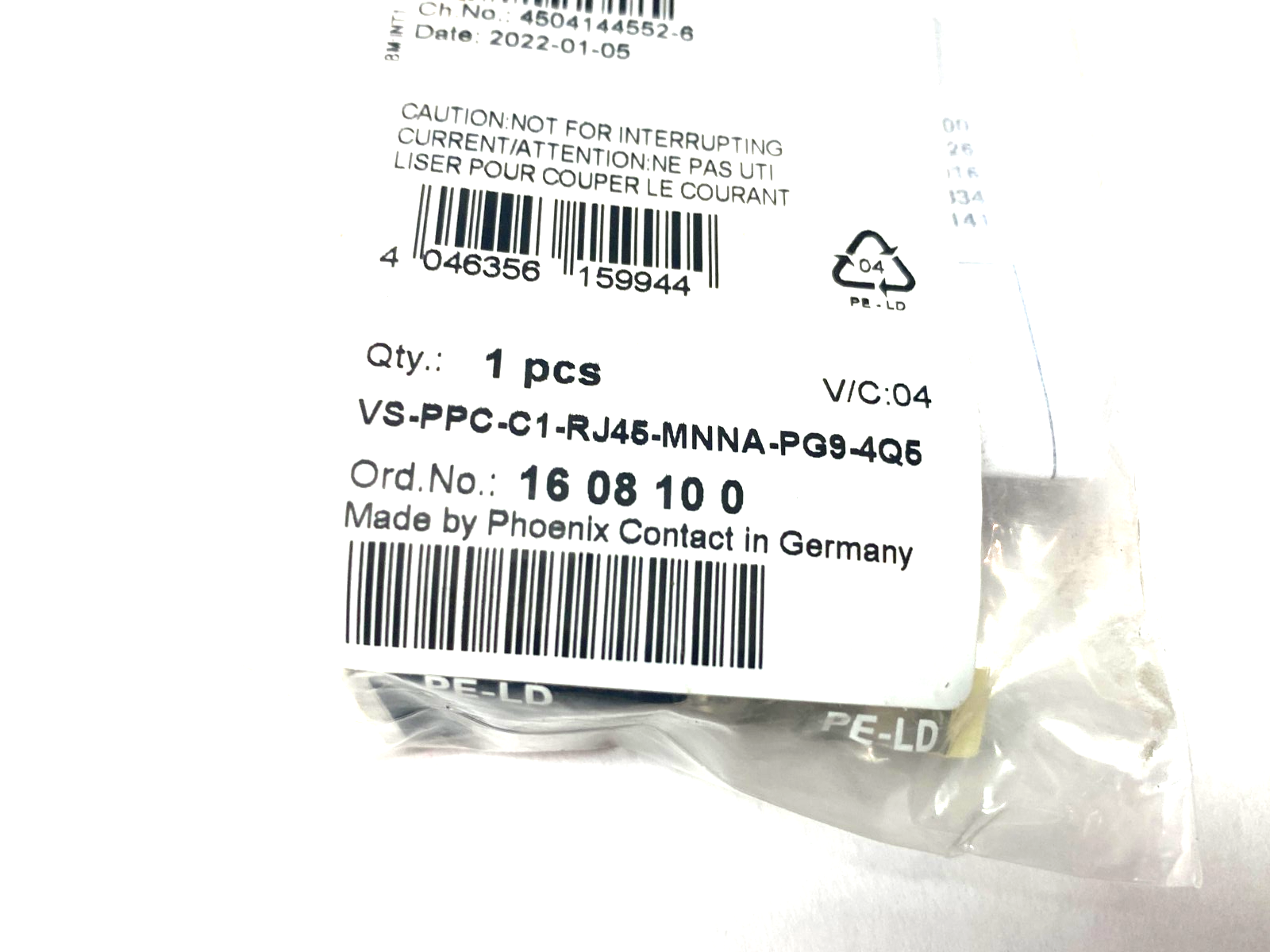 Phoenix Contact VS-PPC-C1-RJ45-MNNA-PG9-4Q5 4-Position Connector 1608100 - Maverick Industrial Sales