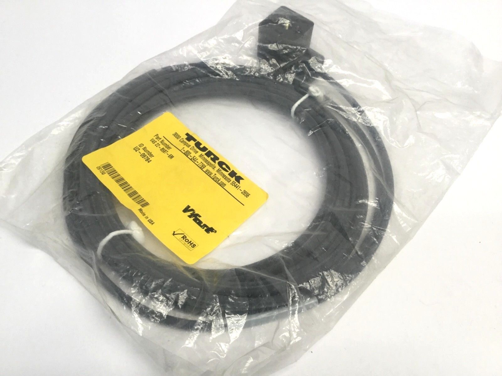 Turck U2-09784 Din Valve Plug Type A VAS 22-B587-6M - Maverick Industrial Sales