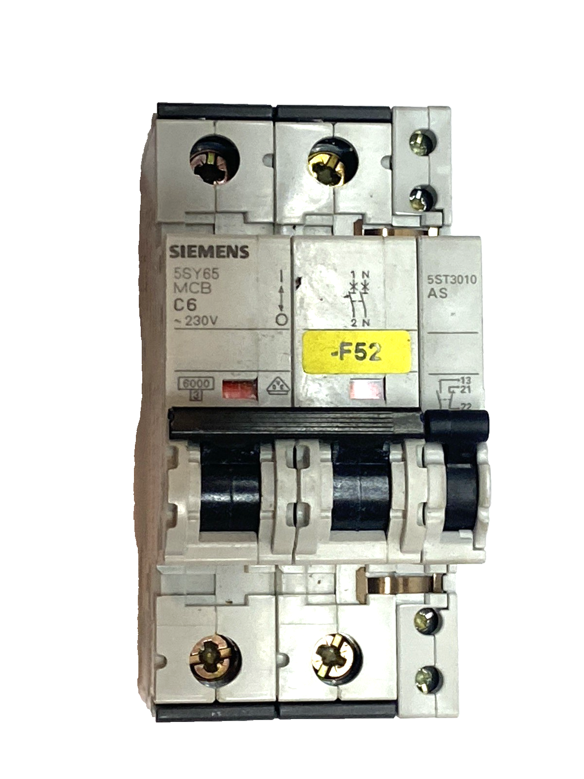 Siemens 5SY6310-7 Mini Circuit Breaker 2P C6 230V w/ 5ST3010 Auxiliary Switch - Maverick Industrial Sales