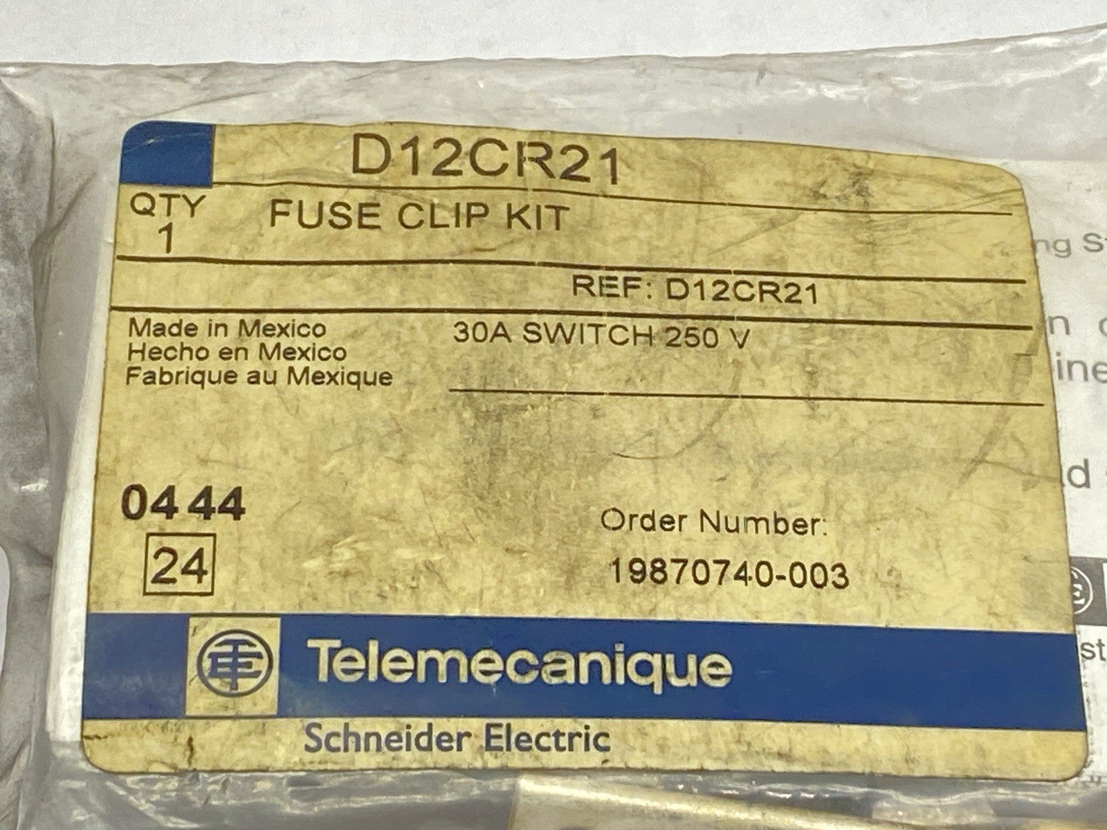Telemecanique D12CR21 Fuse Clip Kit 30A 250V - Maverick Industrial Sales