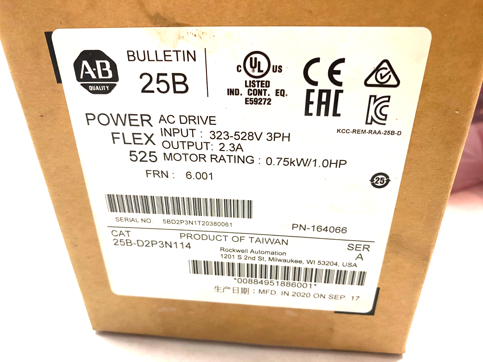 Allen Bradley 25B-D2P3N114 Ser. A Power Flex 525 Adjustable Frequency AC Drive - Maverick Industrial Sales