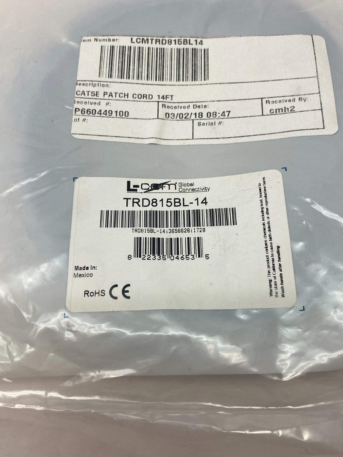 L-Com TRD815BL-14 Ethernet Patch Cable - Maverick Industrial Sales