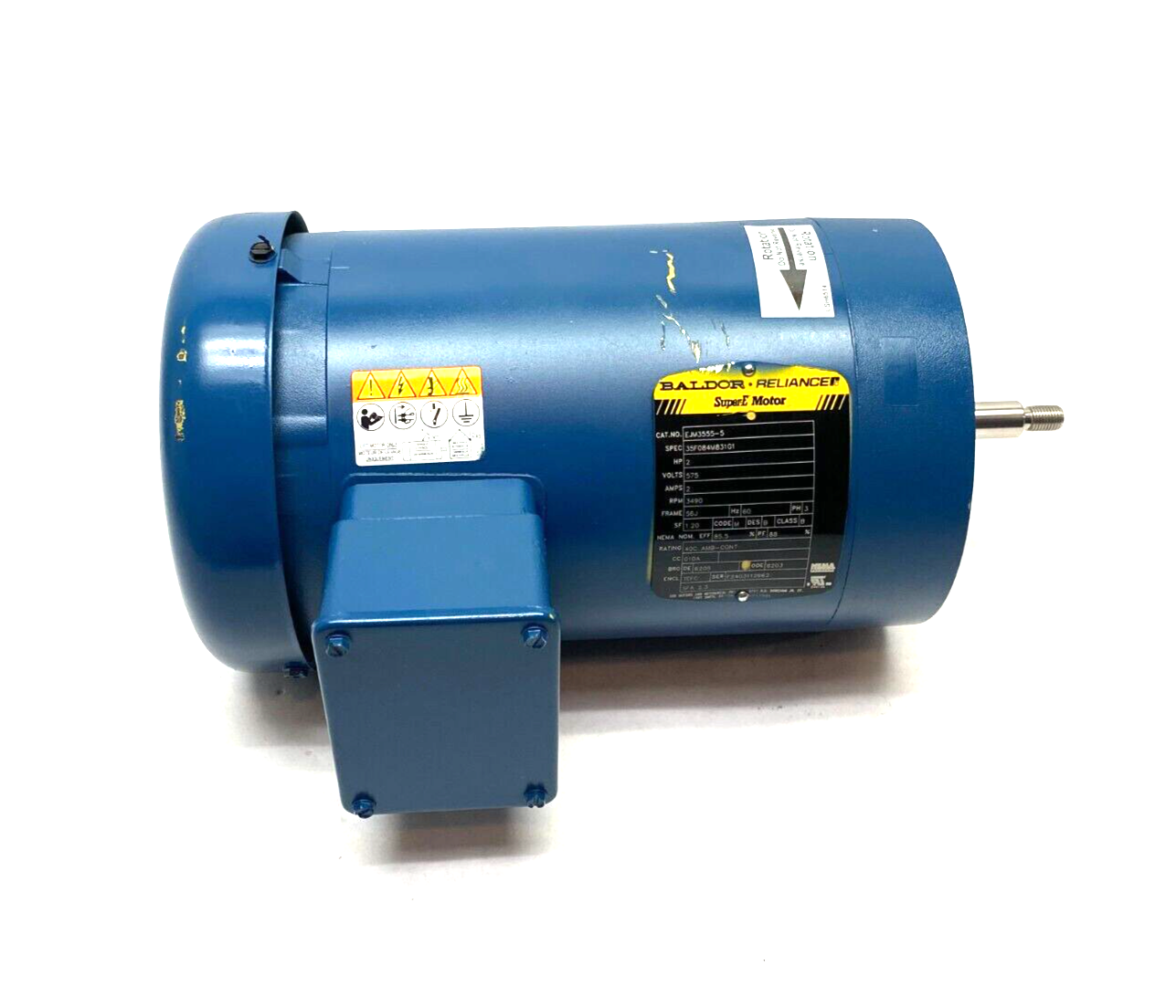 Baldor Reliance EJM3555-5 Non-Reversible SuperE Motor 2HP 3490rpm 35F084M831G1 - Maverick Industrial Sales