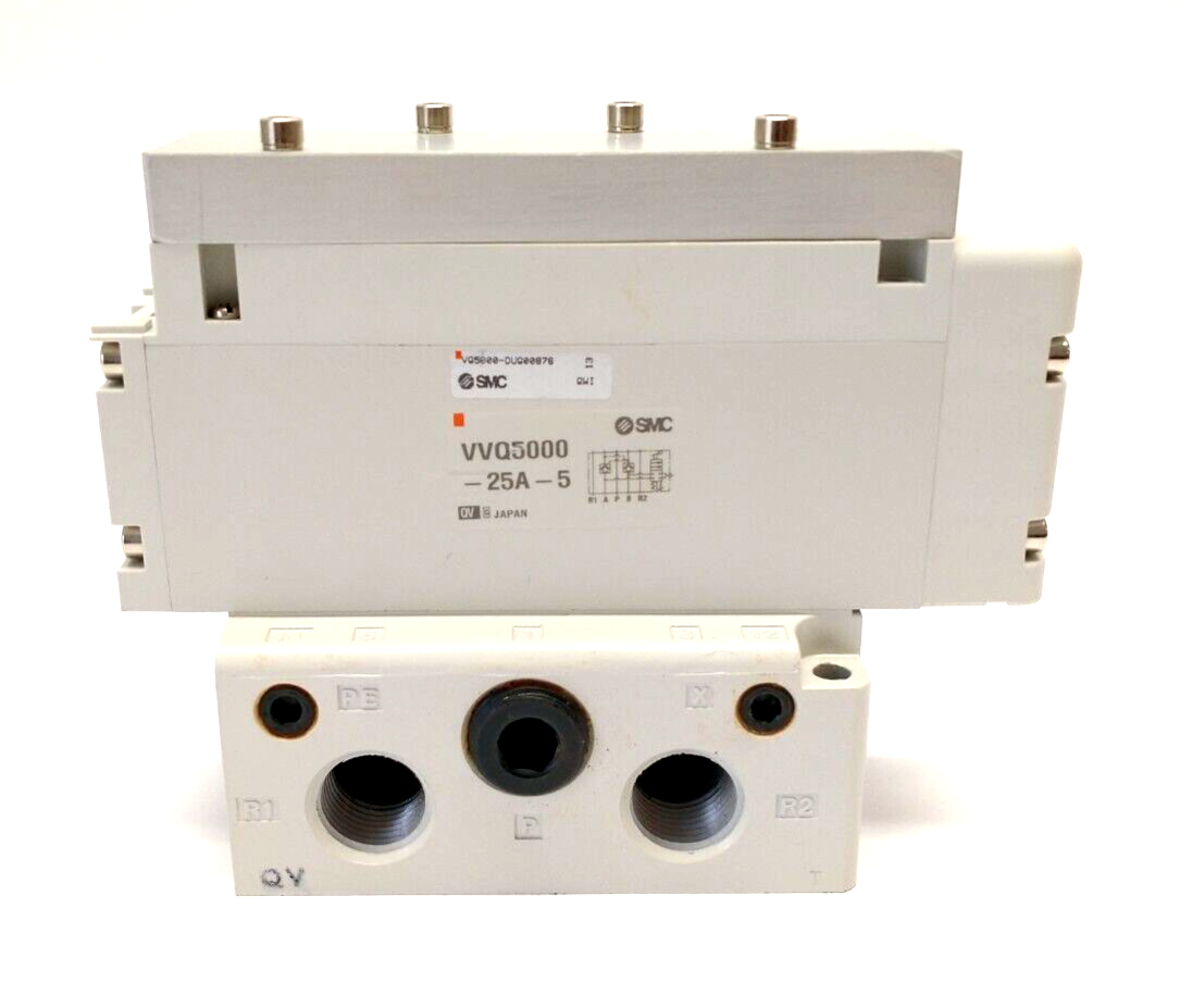 SMC VQ5000-DUQ00876 5 Port Base & Check Spacer Assembly 1/2"NPT VVQ5000-25A-5 - Maverick Industrial Sales