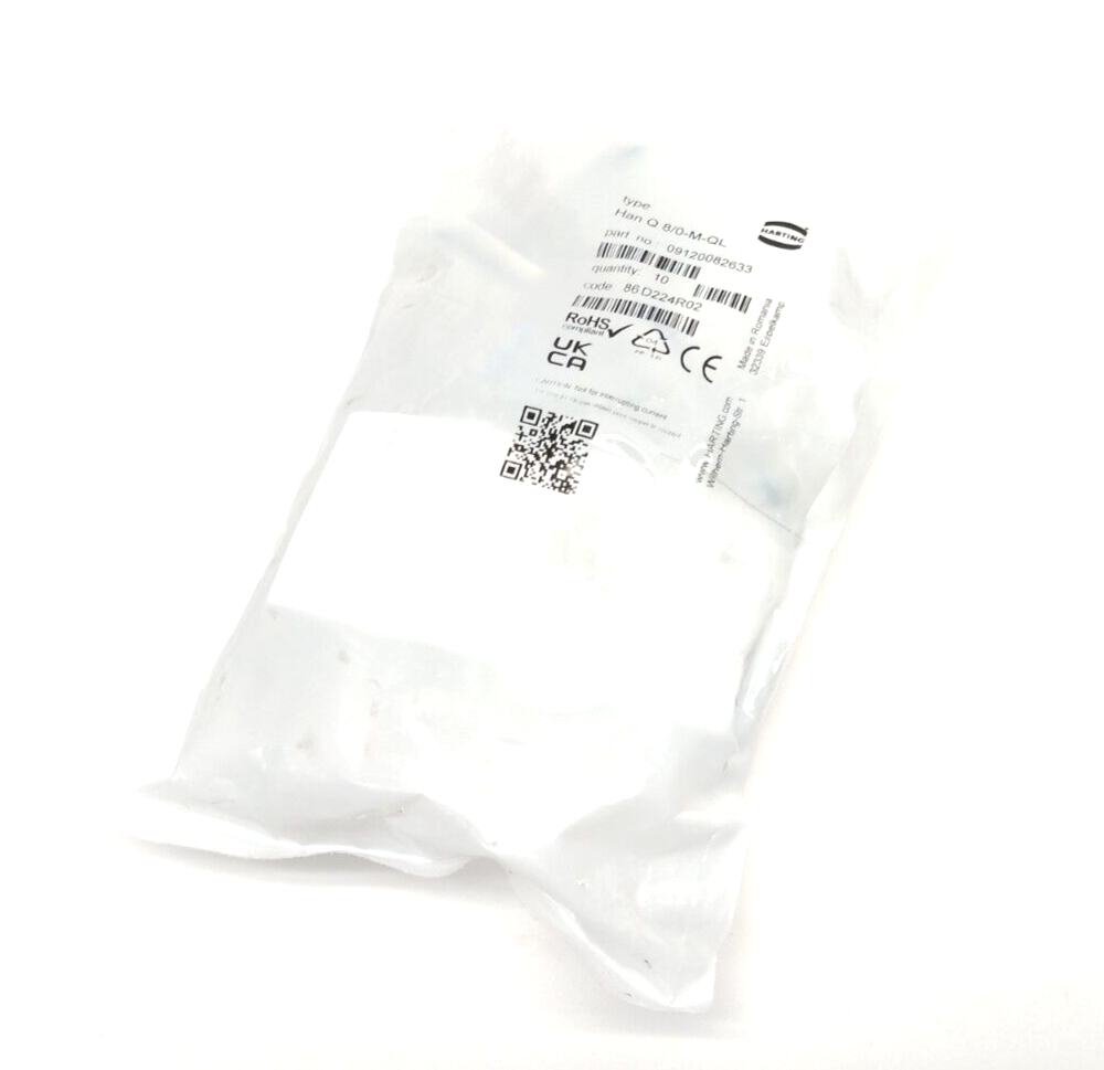 Harting Han Q8/0-M-QL Han-Quick Lock Male Connector Insert 09120082633 10 PACK - Maverick Industrial Sales