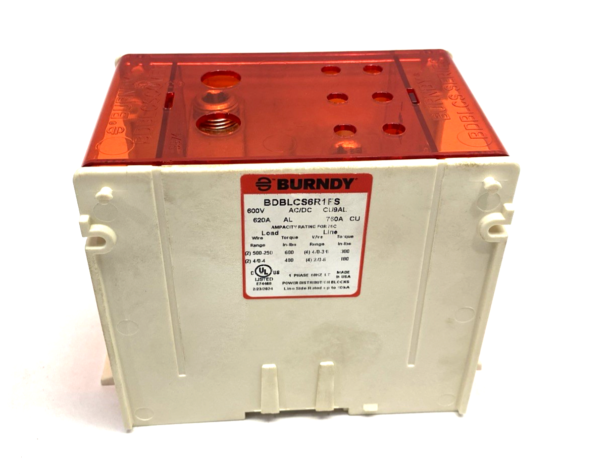 BDBLCS6R1FS | Burndy 1-Pole Finger-Safe Power Distribution Block 600V 760A - New – Open box - Maverick Industrial Sales
