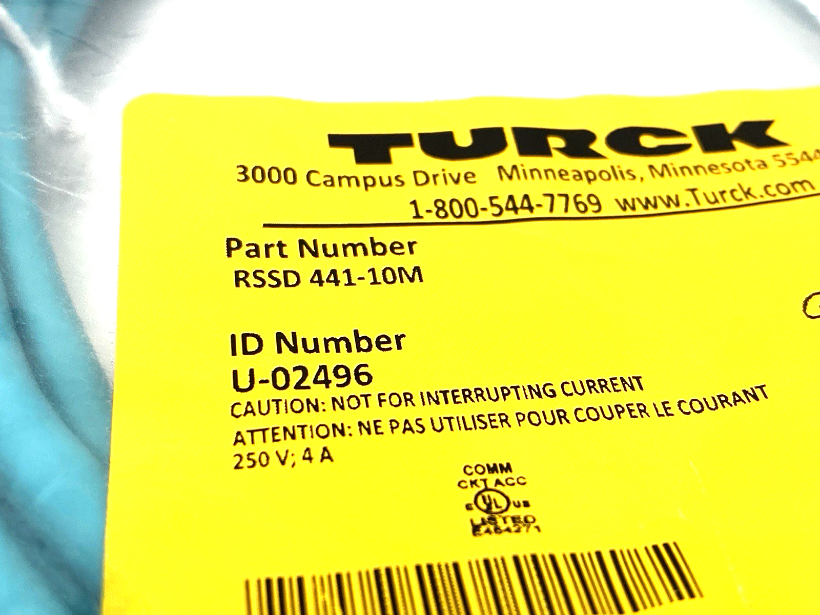 Turck RSSD 441-10M Ethernet Cordset M12 Male 4-Pin 10m U-02496 - Maverick Industrial Sales
