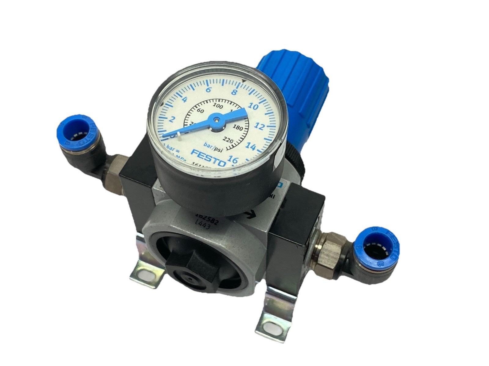 Festo LR-1/8-D-7-MINI Pneumatic Pressure Regulator 162582 w/ Gauge - Maverick Industrial Sales