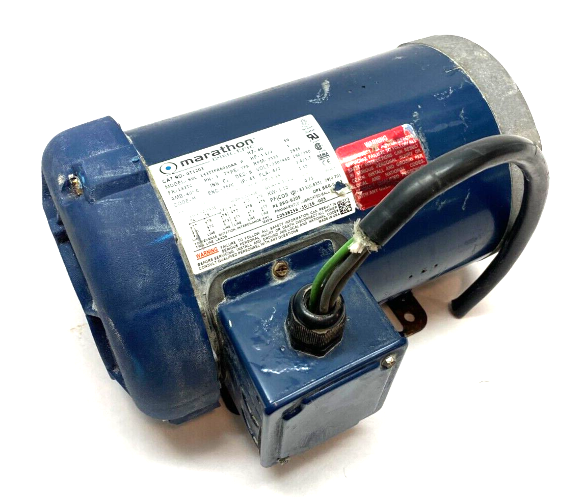 Marathon GT1203 3-Phase Electric Motor 143TC Frame 3515 Rpm 1-1/2HP 143TTFR6010 - Maverick Industrial Sales