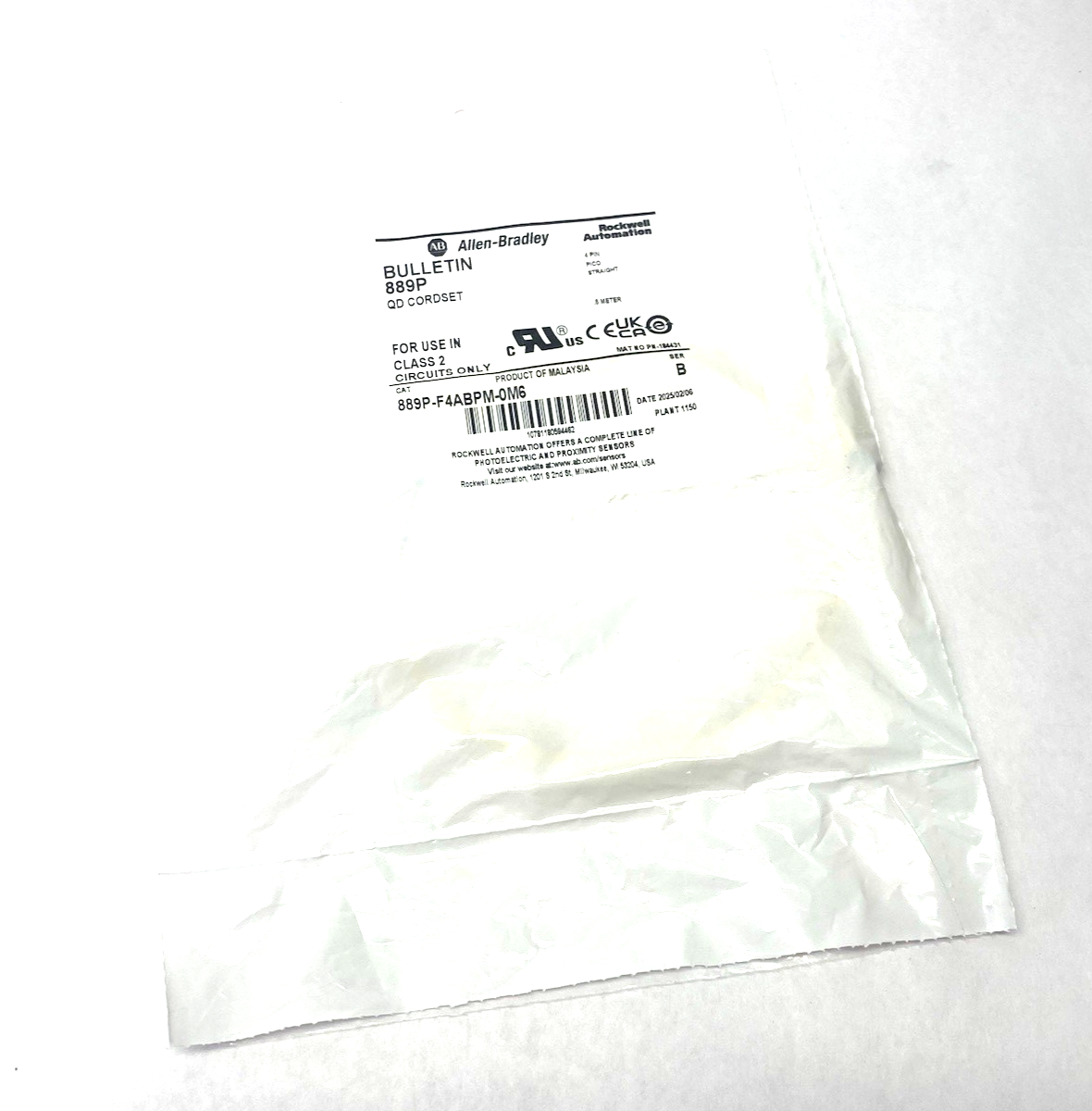 889P-F4ABPM-0M6 | Allen Bradley Ser. B Pico Connection Cable M8 4-Pin Straight - New - Maverick Industrial Sales