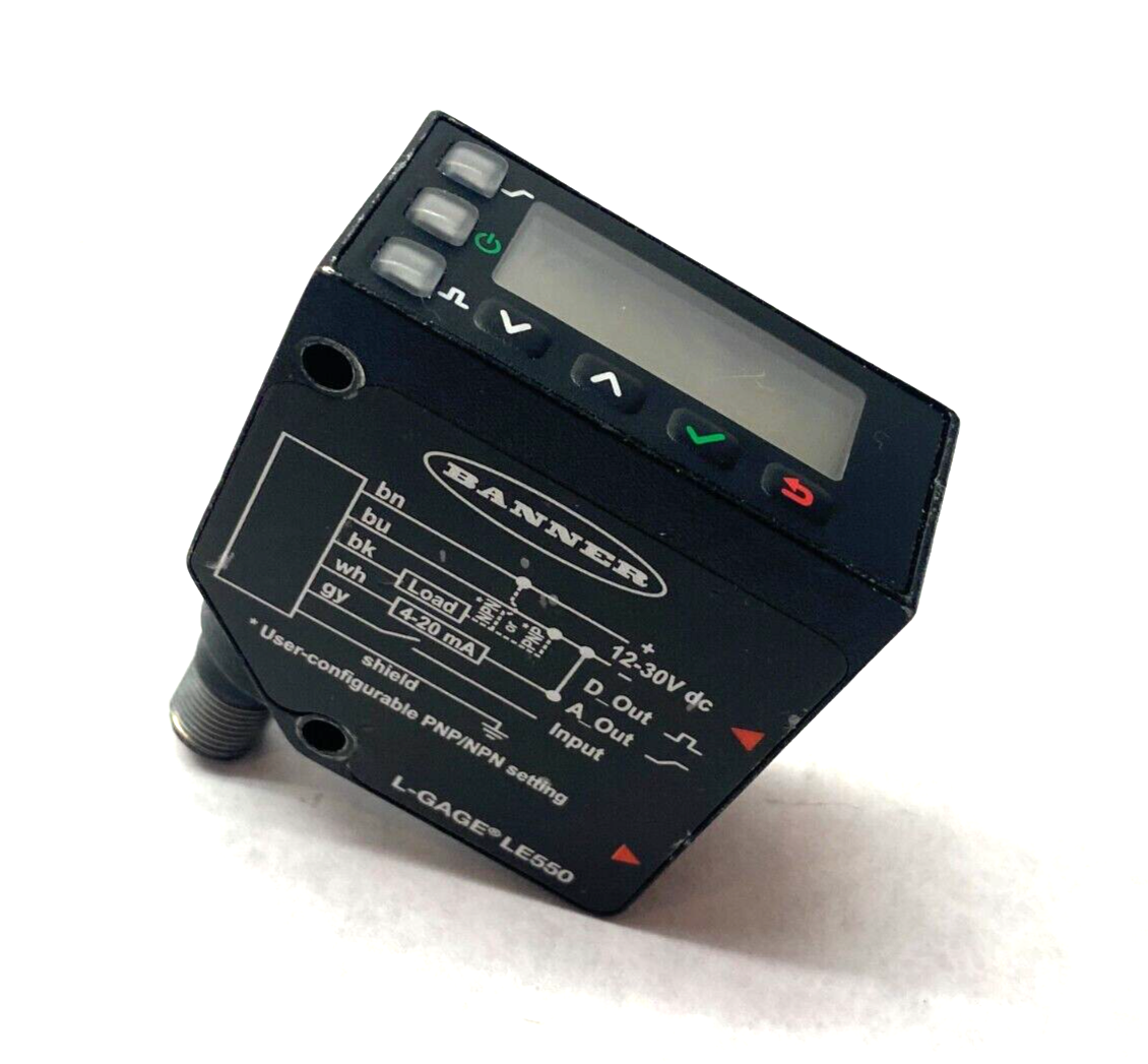 Banner LE550IQ Laser Displacement Sensor Range: 100-1000mm M12 Integral 86746 - Maverick Industrial Sales