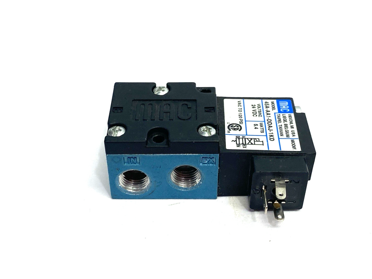 MAC Valves 45A-AA1-DDAJ-1KD Direct Acting Solenoid Valve 4/2-way 5.4W 24VDC - Maverick Industrial Sales