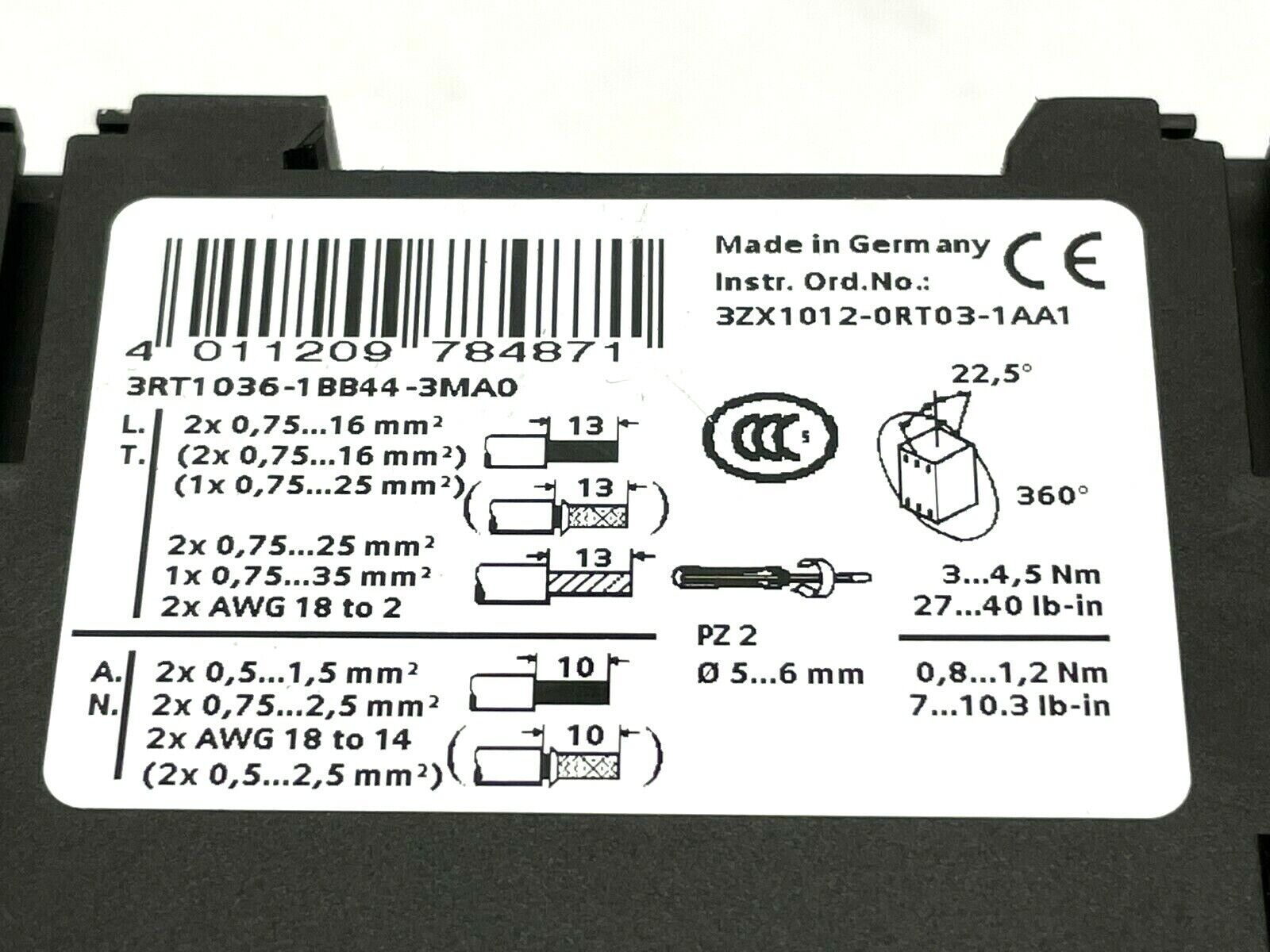 Siemens 3RT1036-1BB44-3MA0 Power Contactor - Maverick Industrial Sales