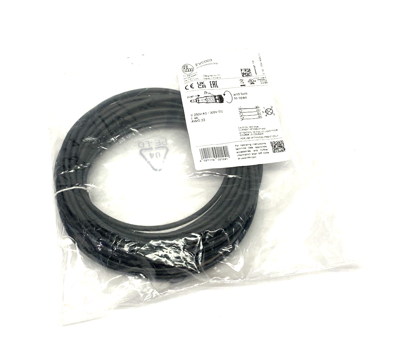 EVC003 | Ifm Single Ended Female Cordset ADOGH040MSS0010H04 - New Other - Maverick Industrial Sales