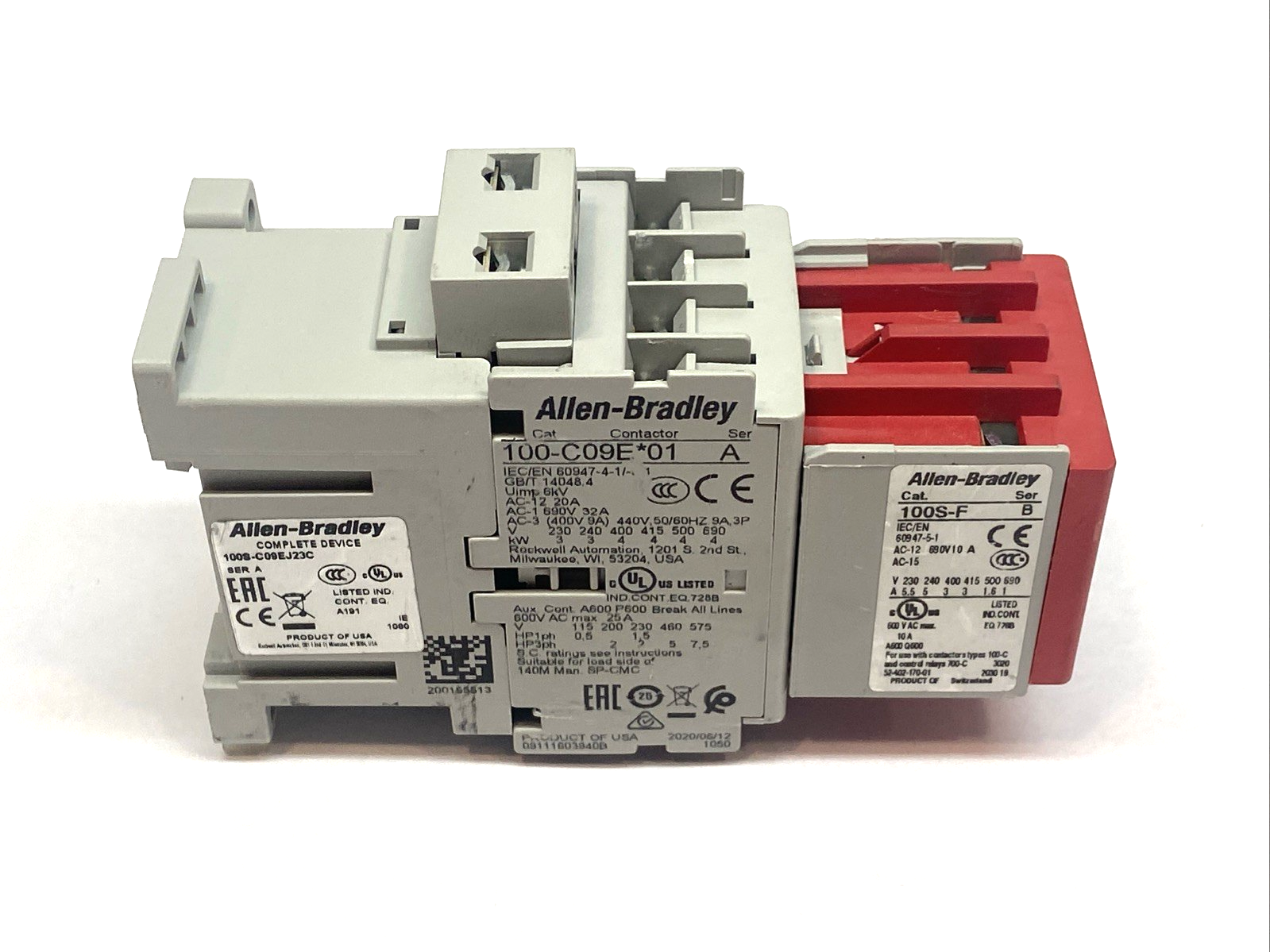 Allen Bradley 100S-C09EJ23C Ser. A Safety Contactor 440V 50/60Hz 9A 3P - Maverick Industrial Sales
