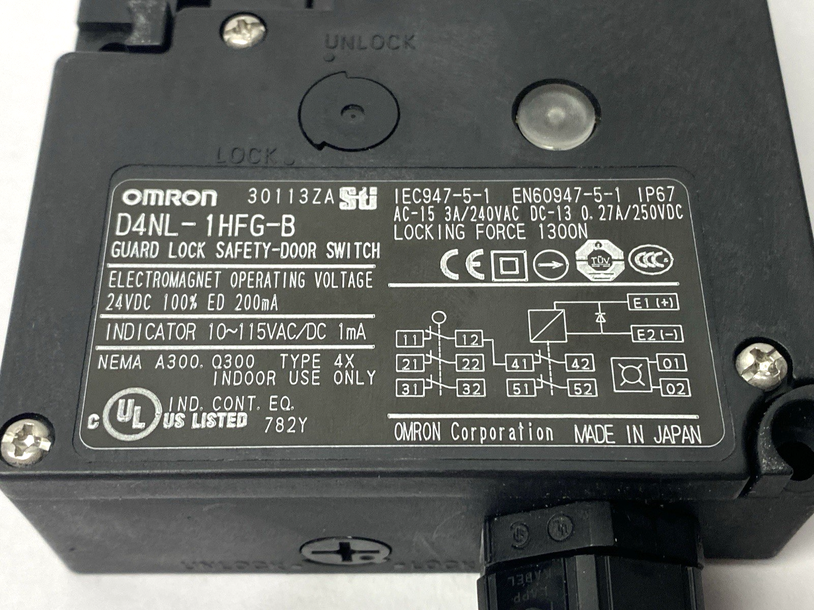 Omron D4NL-1HFG-B Guard Lock Safety Door Switch 24VDC NO KEY - Maverick Industrial Sales