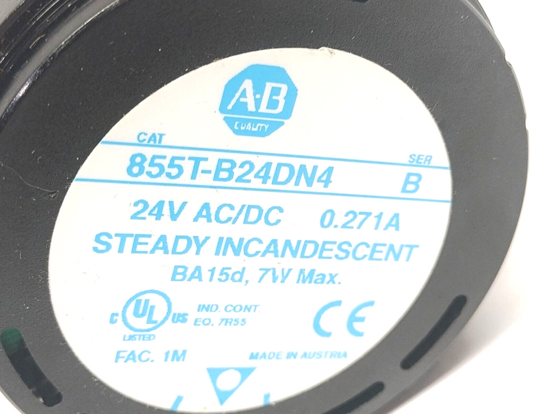 Allen Bradley 855T-B24DN4 Ser. B 70mm Stack Light 24V AC/DC, Red, NO BULB - Maverick Industrial Sales