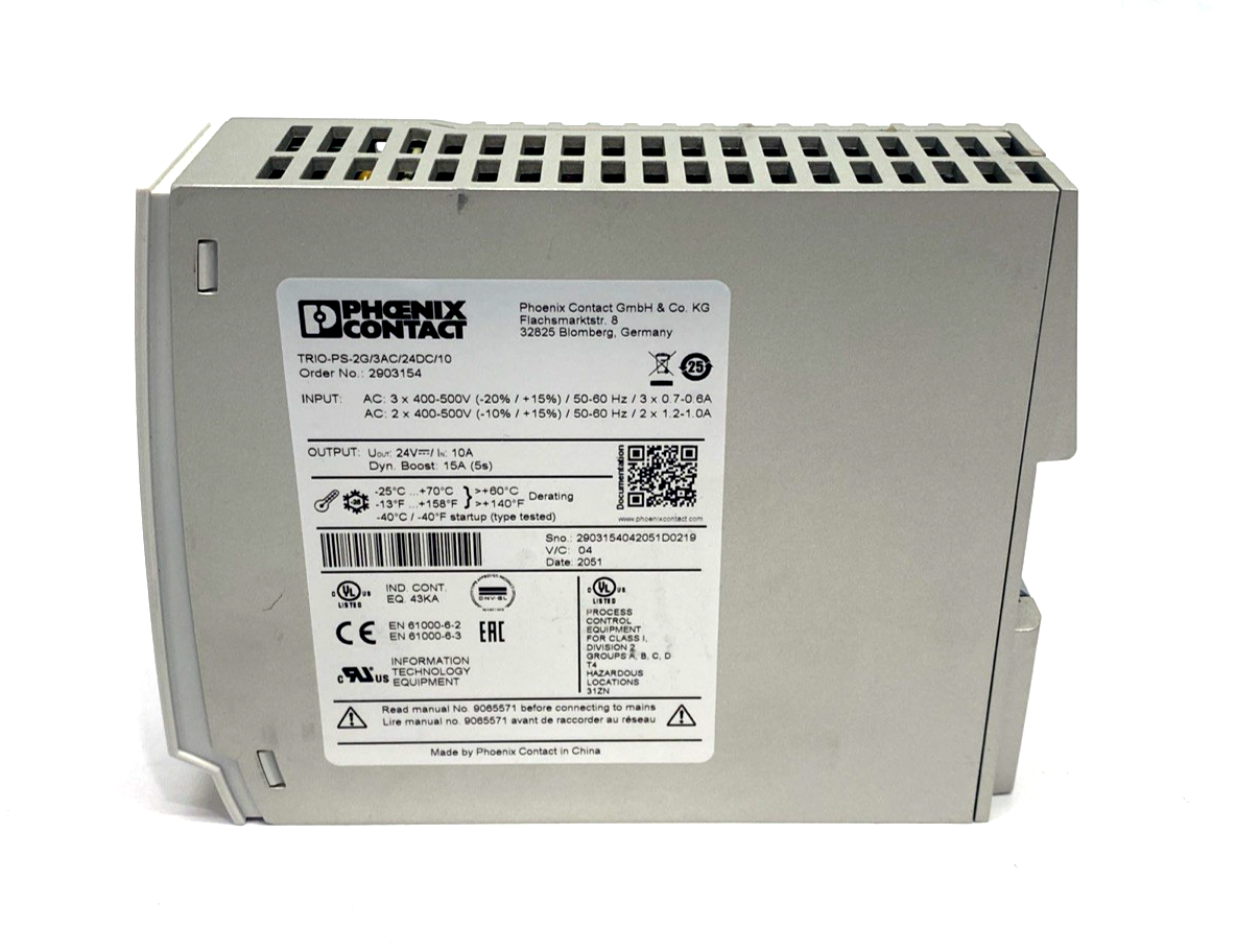 Phoenix Contact TRIO-PS-2G/3AC/24DC/10 Power Supply 24VDC 10A 2903154 - Maverick Industrial Sales