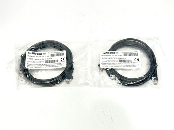 Multicomp Pro SPC21964 Ethernet CAT5E Patch Cable Black 7ft LOT OF 2 - Maverick Industrial Sales
