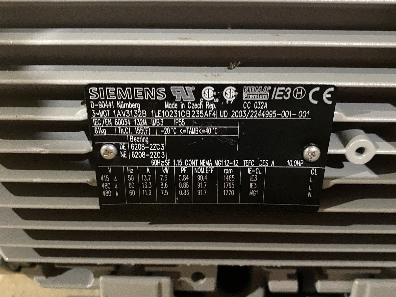 1AV3132B 1LE1023-1CB23-5AF4 | Siemens Eagle Line SIMOTICS NEMA Premium Eff. Motor - New – Open box - Maverick Industrial Sales