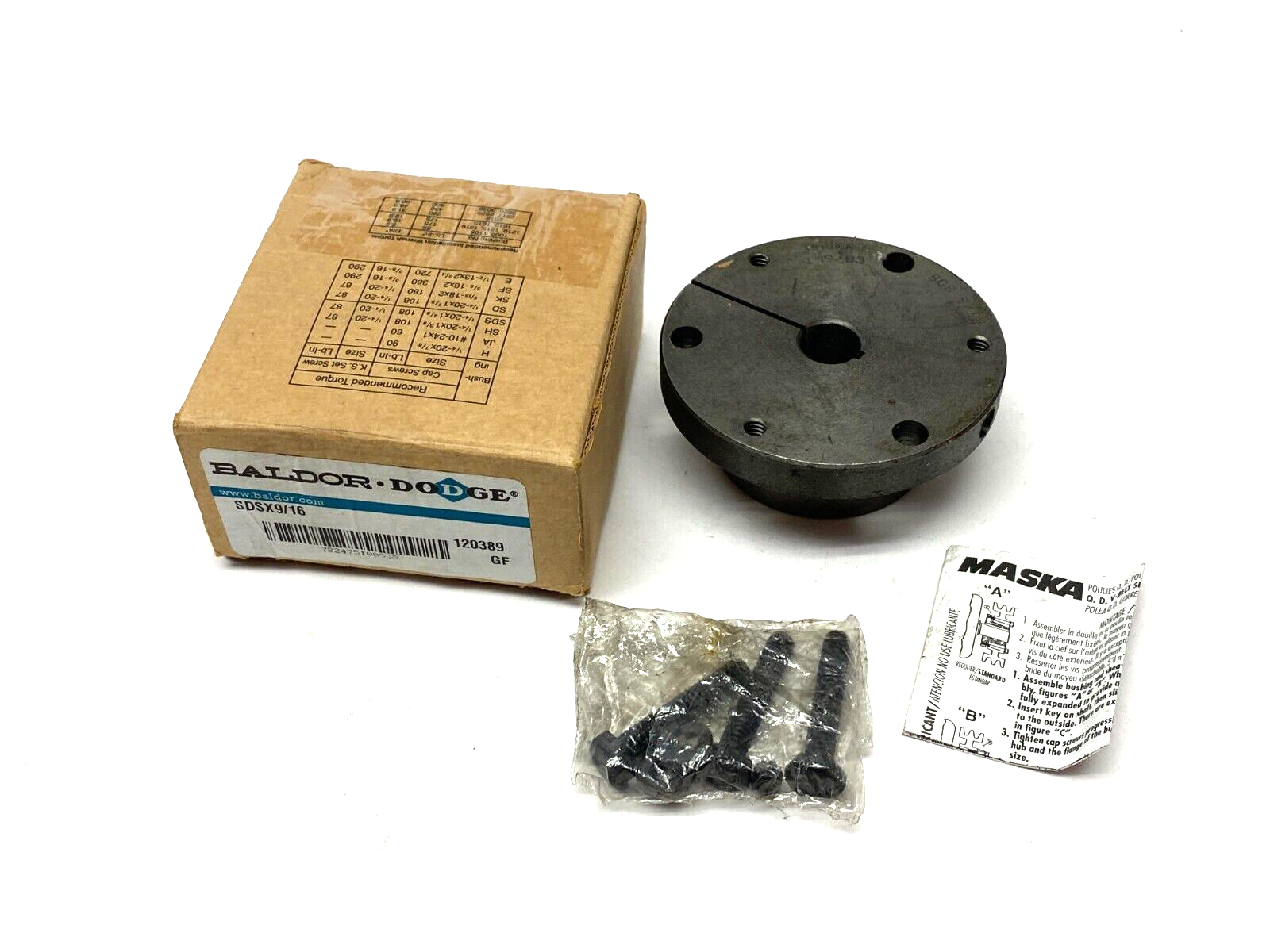 120389, SDSX9/16 | Baldor Dodge 120389 Heavy Duty MASKA Bushing SDSX9/16 - New – Open Box - Maverick Industrial Sales
