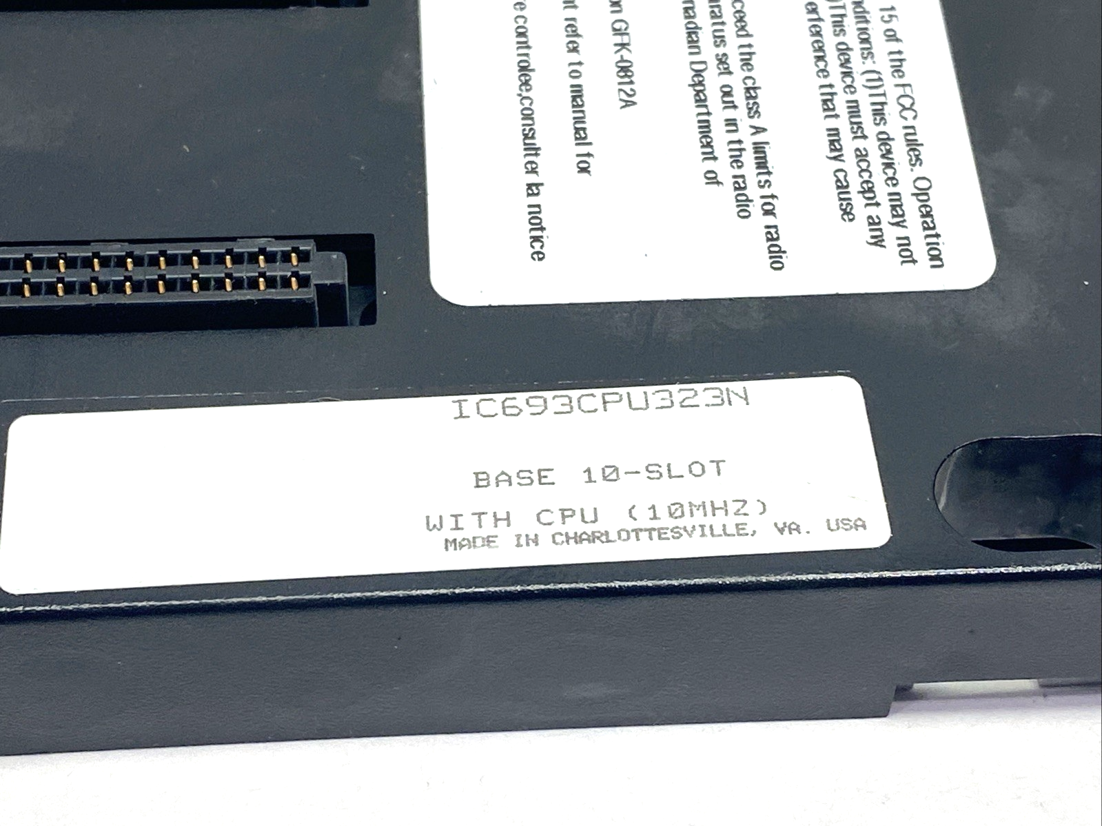IC693CPU323N | GE Fanuc 10-Slot PLC Chassis/Base w/ CPU 395-019J - Used - Maverick Industrial Sales