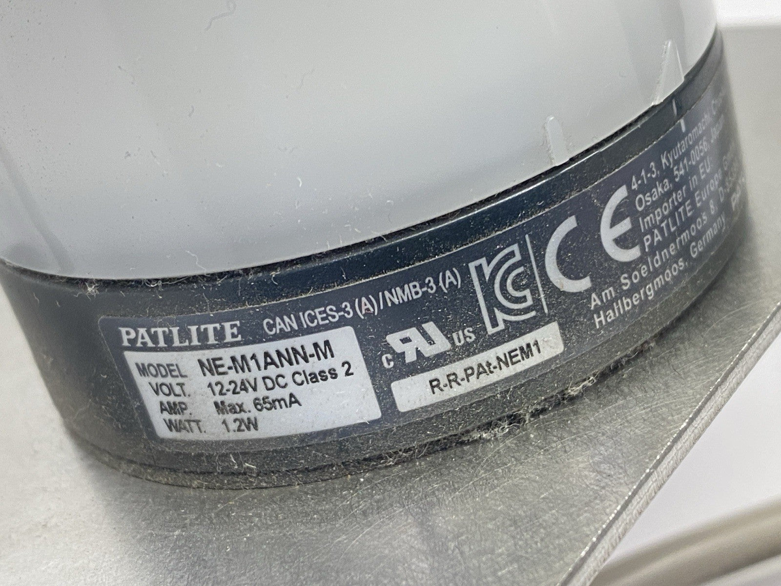 NE-M1ANN-M | Patlite Beacon Light 22" Cord M8 4-Pin 12-24VDC - Used - Maverick Industrial Sales
