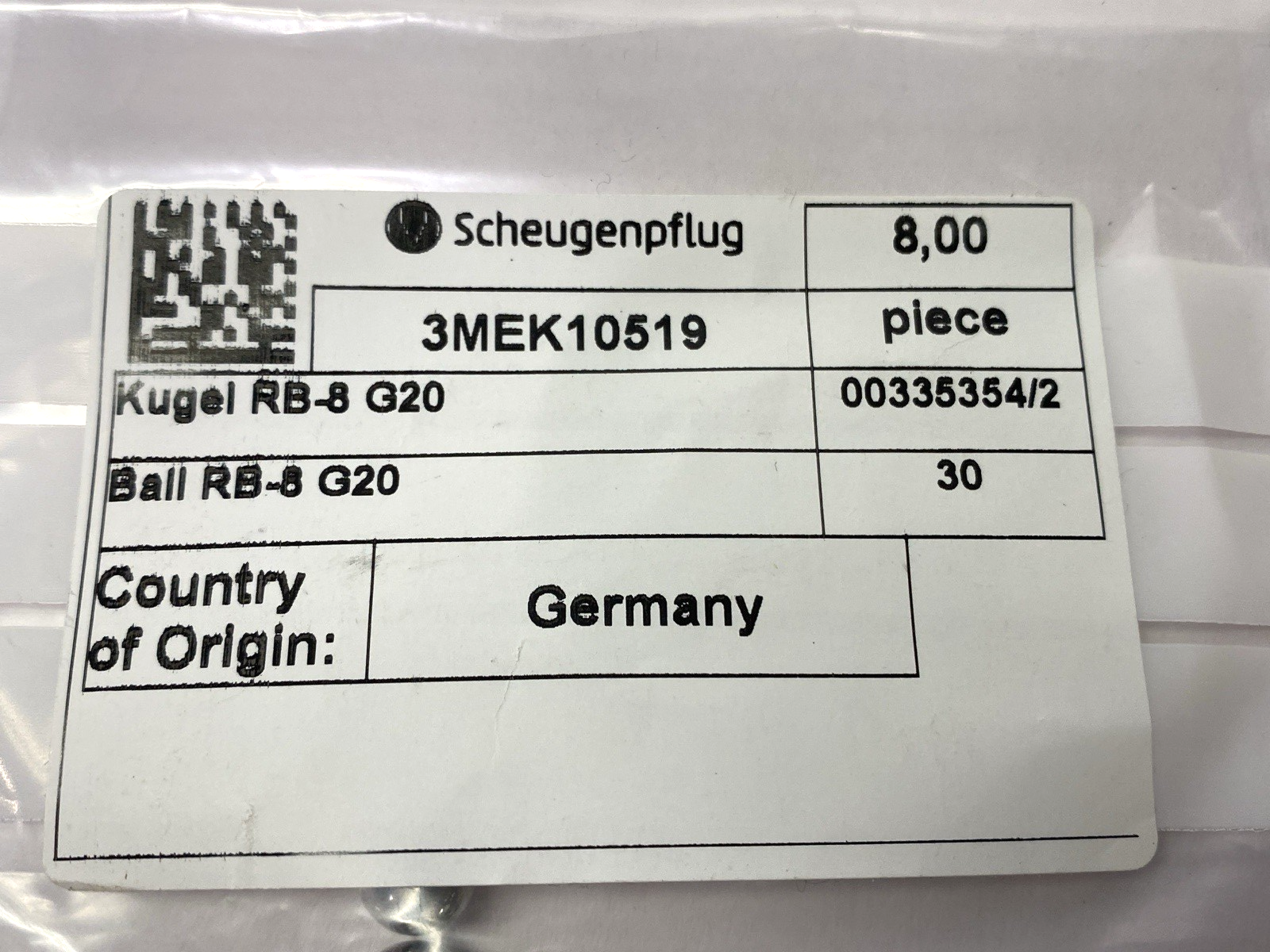 Scheugenpflug 3MEK10519 Roller Bearing Ball RB-8 G20 8mm Diameter LOT OF 17 - Maverick Industrial Sales