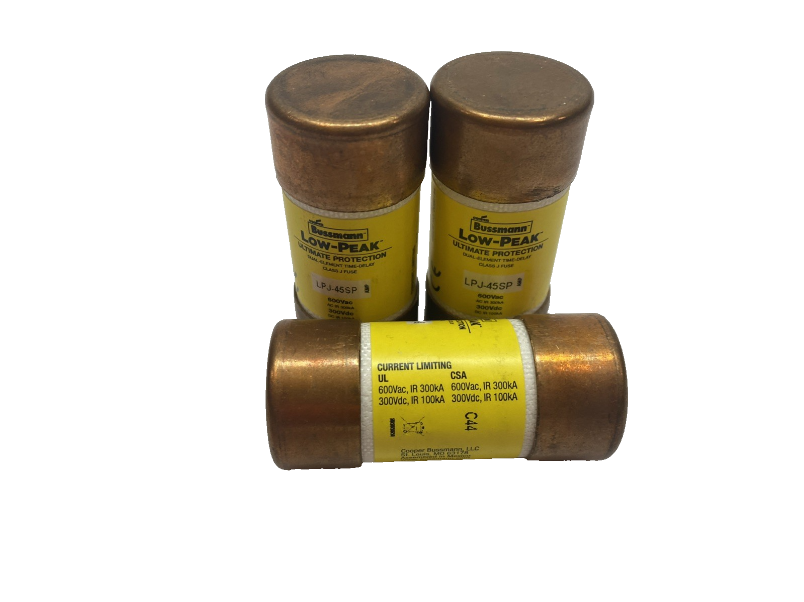 Bussmann LPJ‑45SP Low-Peak Time‑Delay Fuse 600 VAC LOT OF 3 - Maverick Industrial Sales