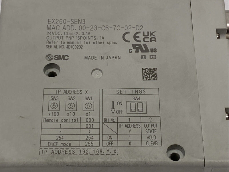 SMC EX260-SEN3 Serial Interface Unit 16 Point 24VDC - Maverick Industrial Sales