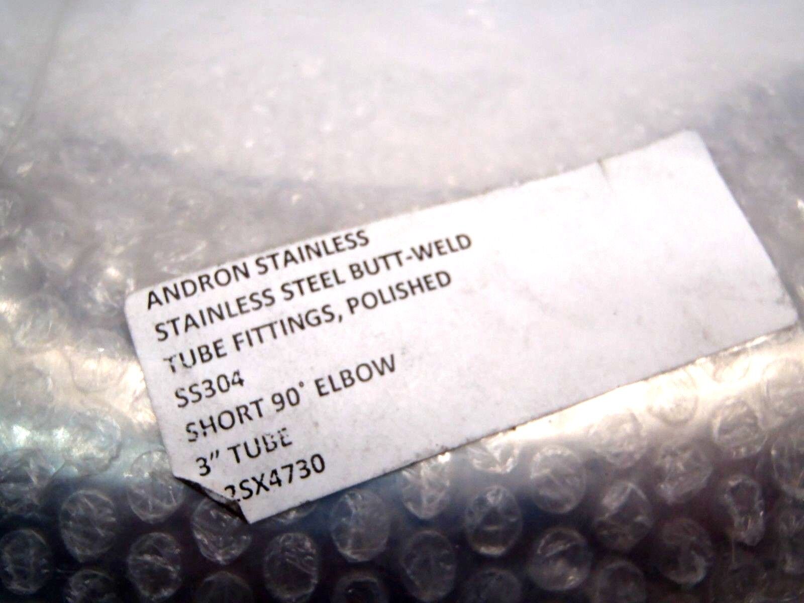 Andron A2SX4730 Stainless Steel Butt-Weld Tube Short 90° Elbow 3" Tube - Maverick Industrial Sales