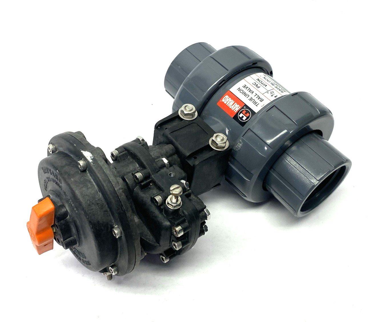 Hayward 1-1/2" True Union Ball Valve PVC, Viton w/ SR3 Spring Return Actuator - Maverick Industrial Sales