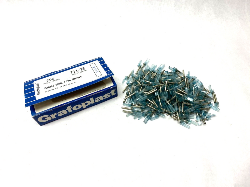 Grafoplast 711/25 17mm Spark Crimp-On Pins for Cable O.D. 2.5mm OPEN BOX OF 200 - Maverick Industrial Sales