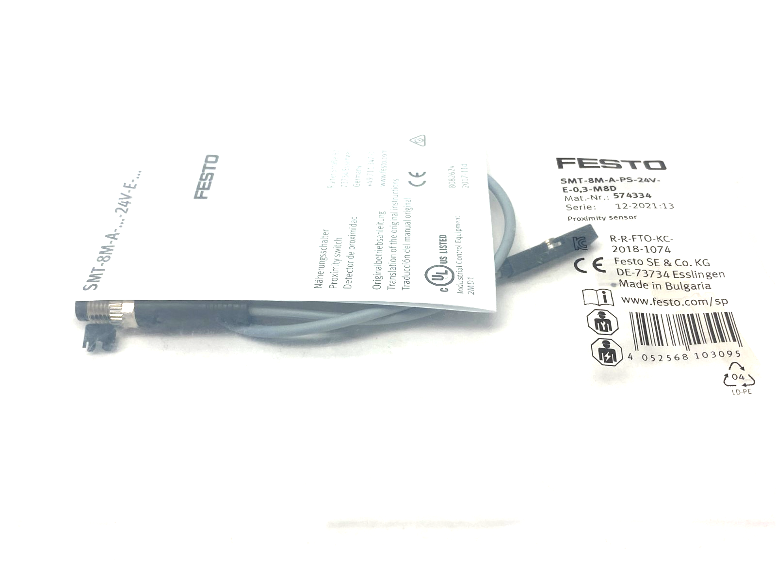 Festo SMT-8M-A-PS-24V-E-0,3-M8D Proximity Sensor M8 3-Pin PNP 574334 - Maverick Industrial Sales