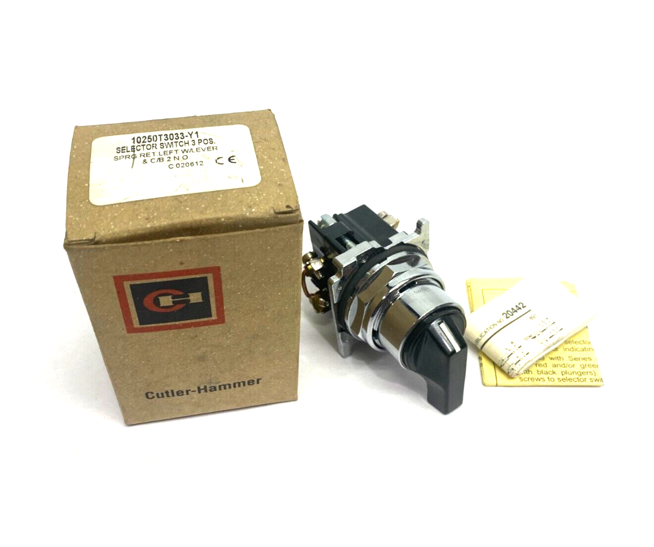 Eaton Cutler-Hammer 10250T3033-Y1 Selector Switch, 3-Pos, Spring Left, 2 N.O. - Maverick Industrial Sales