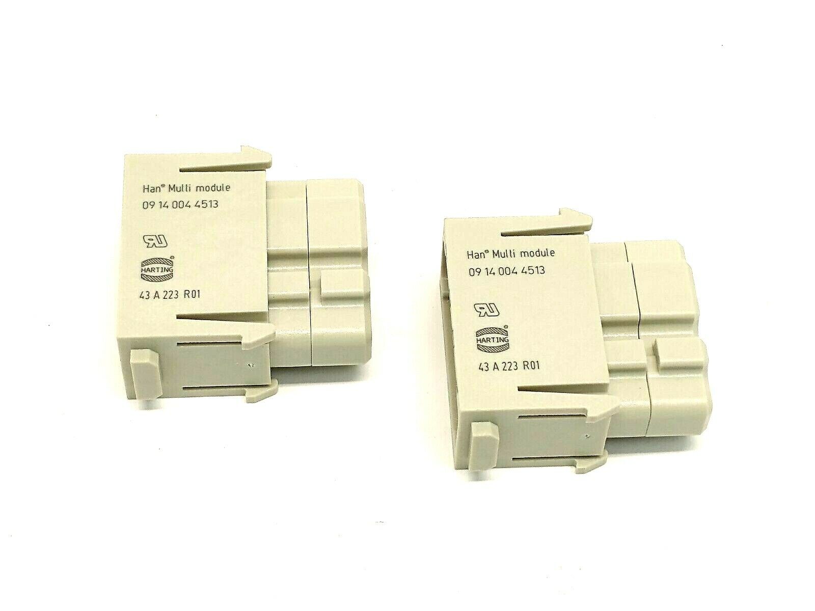 Harting 09140044513 Han Multi Module 4-Contact Female Connector Insert LOT OF 2 - Maverick Industrial Sales