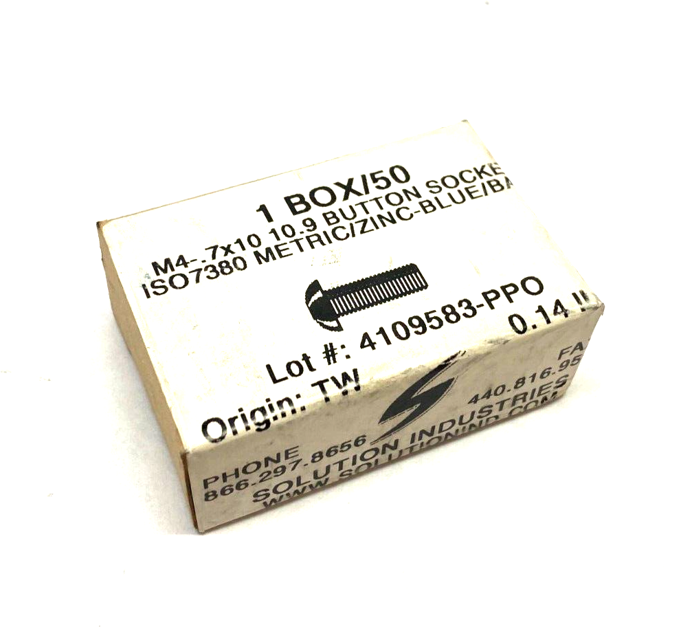 Solution Industries M4-.7x10 10.9 Button Head Socket Screw ISO7380 BOX OF 50 - New - Maverick Industrial Sales