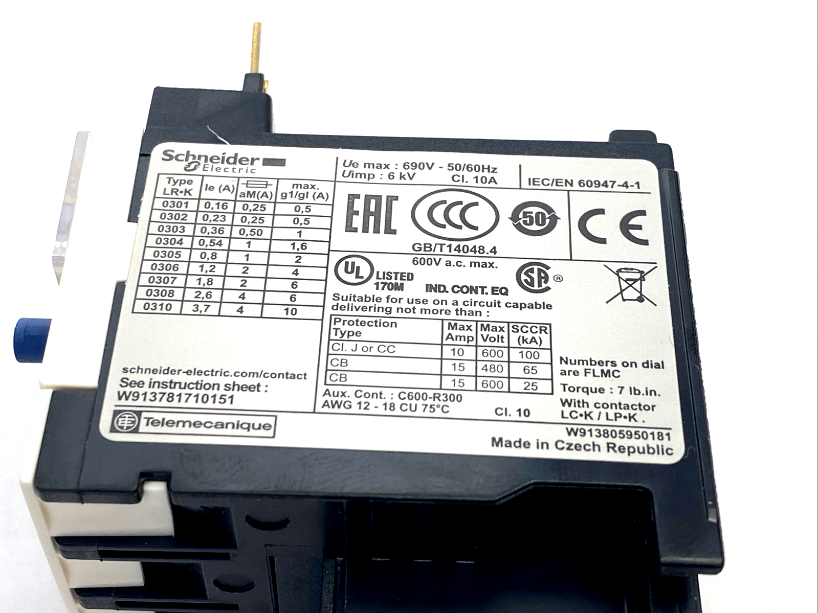 Schneider Electric LR2K0306 Differential Thermal Overload Relay, 0.8-1.2A 023042 - Maverick Industrial Sales