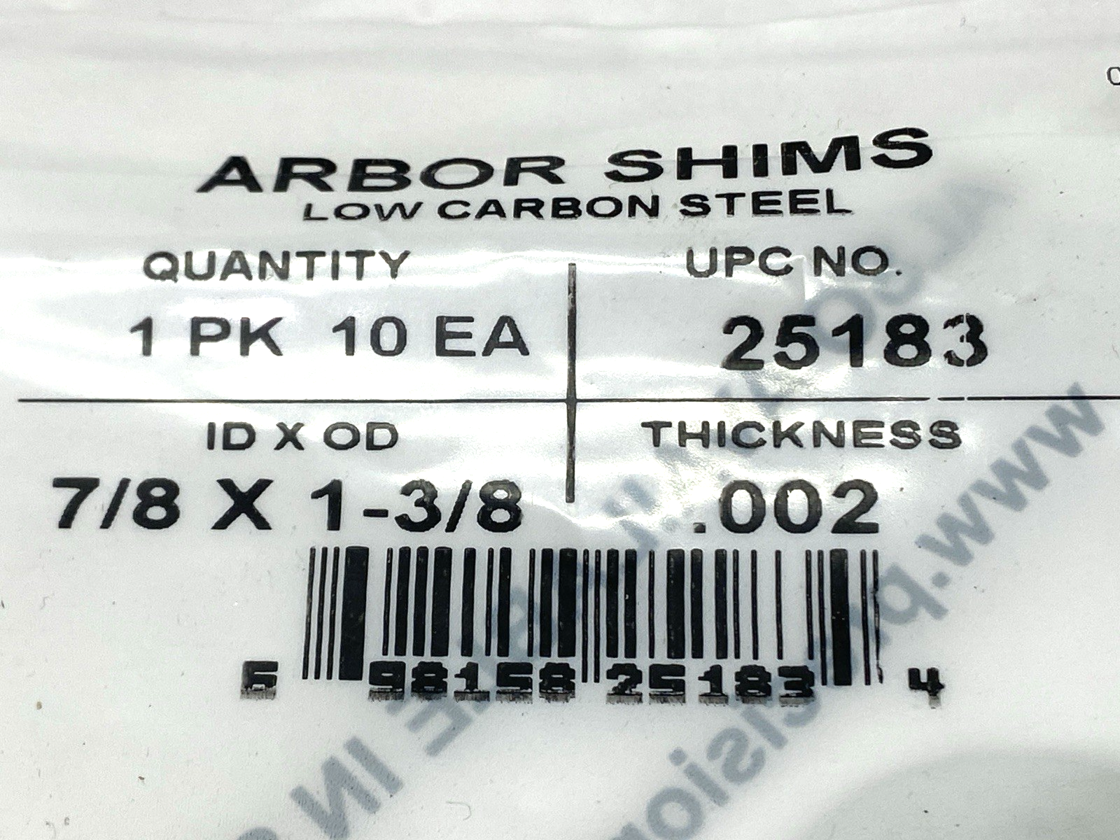 Precision Brand 25183 Arbor Shims 7/8" ID x 1-3/8" OD .002 Thickness LOT OF 10 - Maverick Industrial Sales