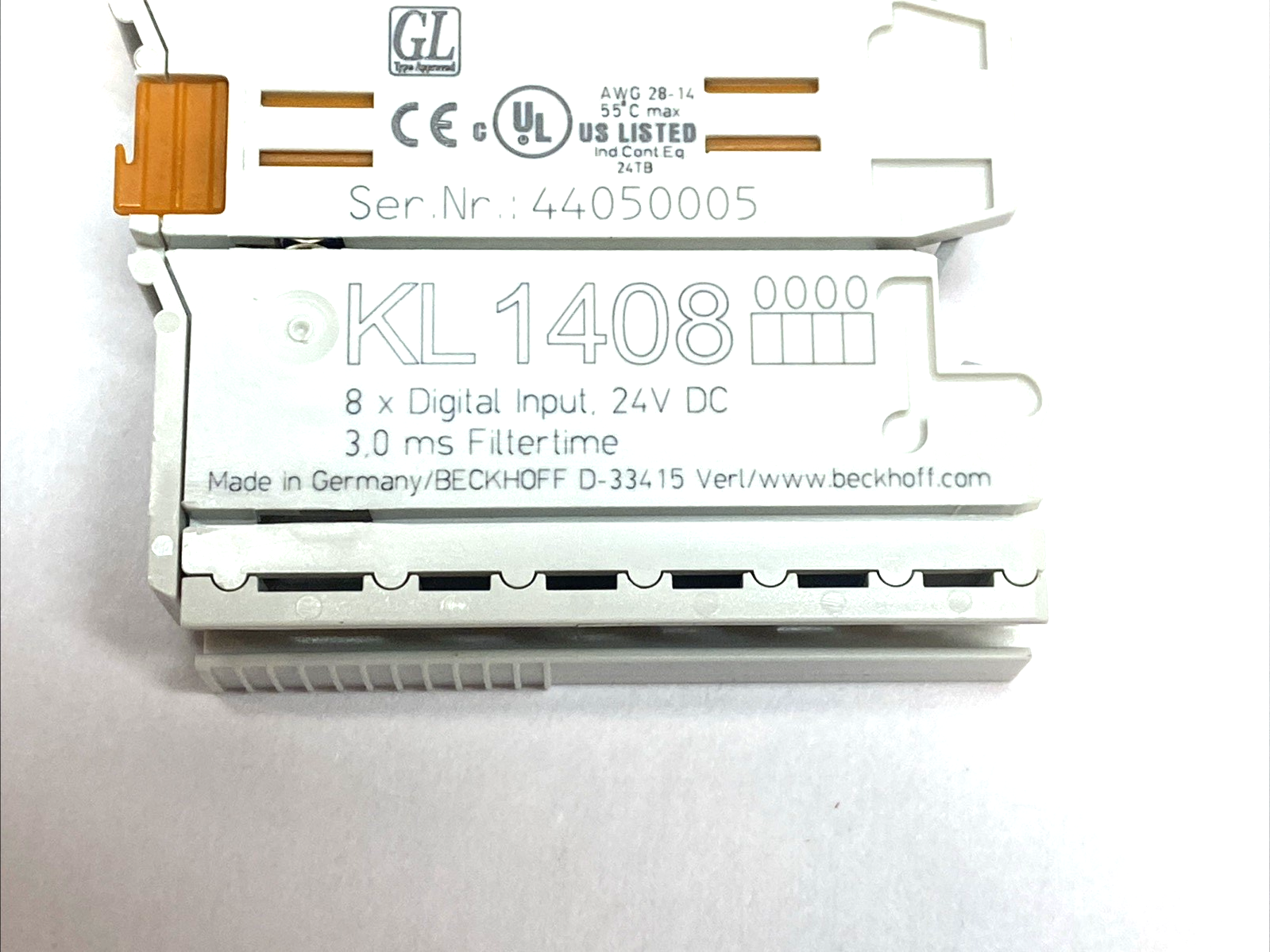 KL1408 | Beckhoff Bus Terminal 8‑Channel 24V DC Digital Input 3ms Filter 1‑Wire - Used - Maverick Industrial Sales
