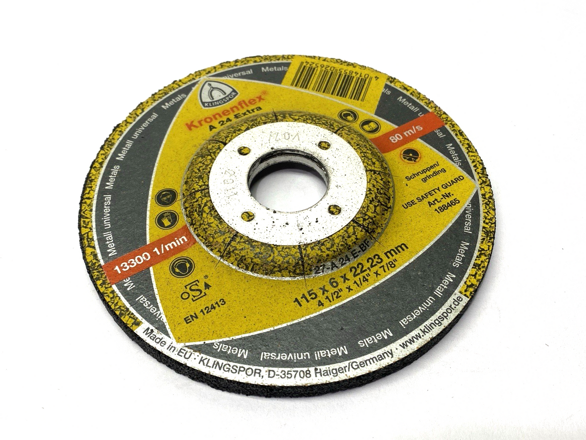 Kroneflex 188465 Metal Grinding Disc 115mm x 6mm x 22.23mm, 13300rpm, A 24 Extra - Maverick Industrial Sales