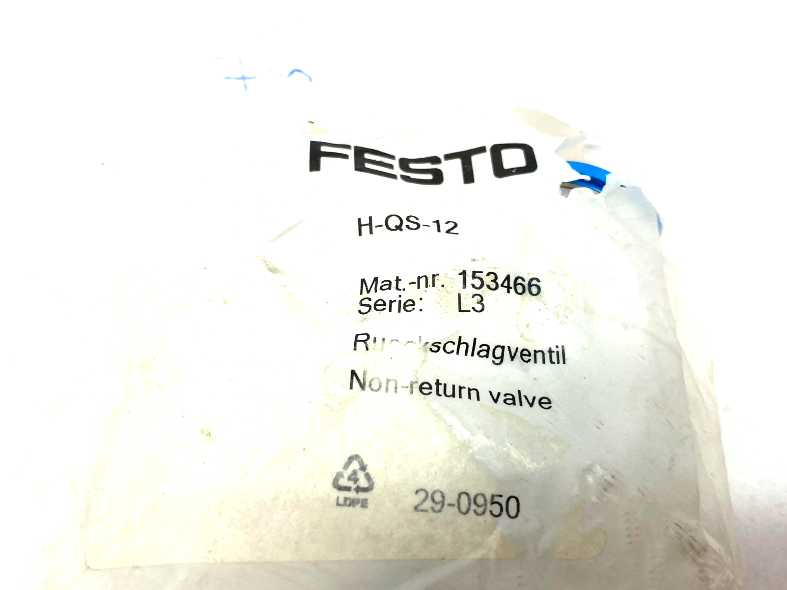 Festo H-QS-12 Non-Return Check Valve 153466 - Maverick Industrial Sales