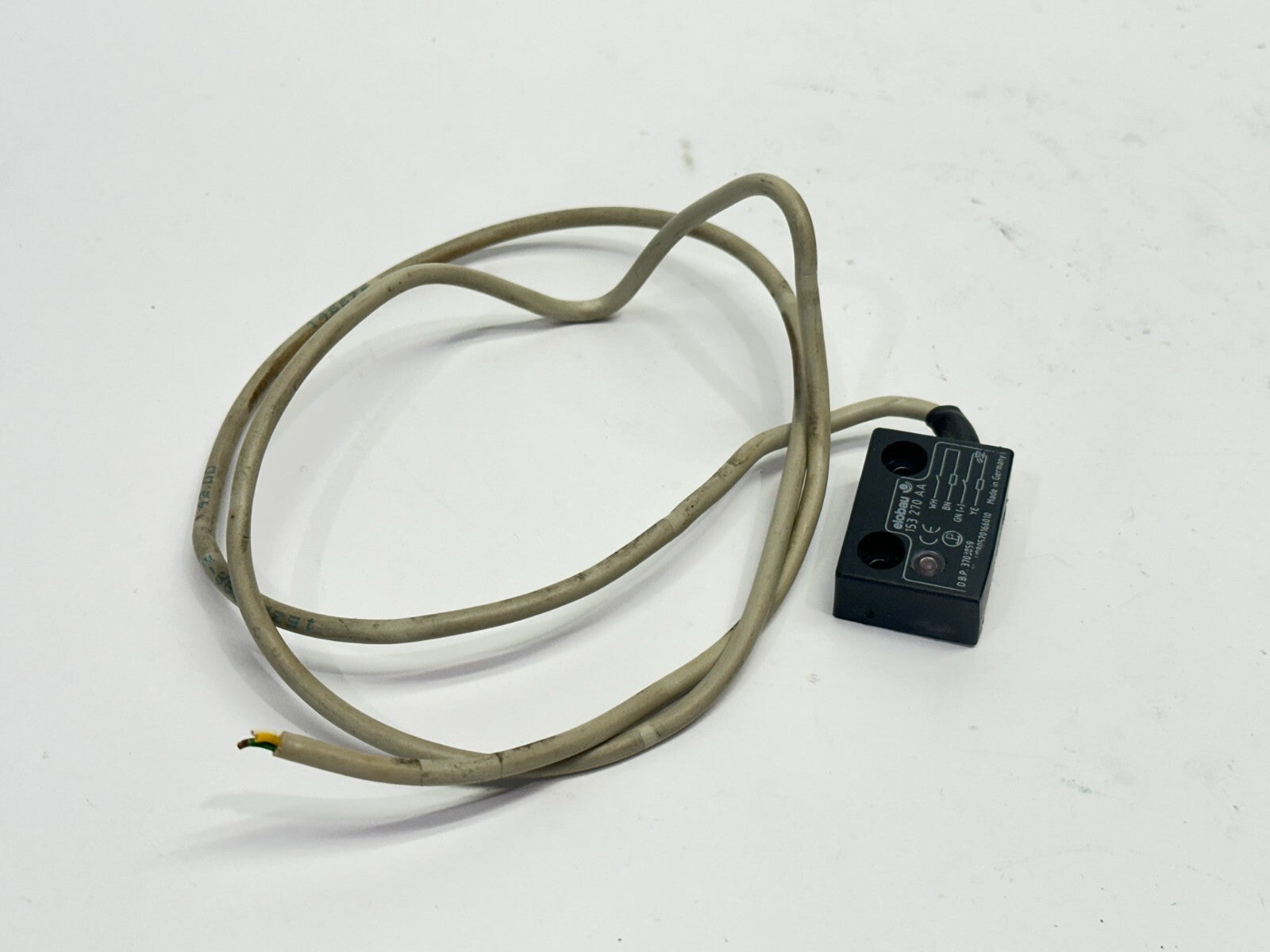 153270AA CUT CORD | Elobau 153270AA Magnetically Actuated Safety Sensor 20" Flying Leads CUT CORD - Used - Maverick Industrial Sales