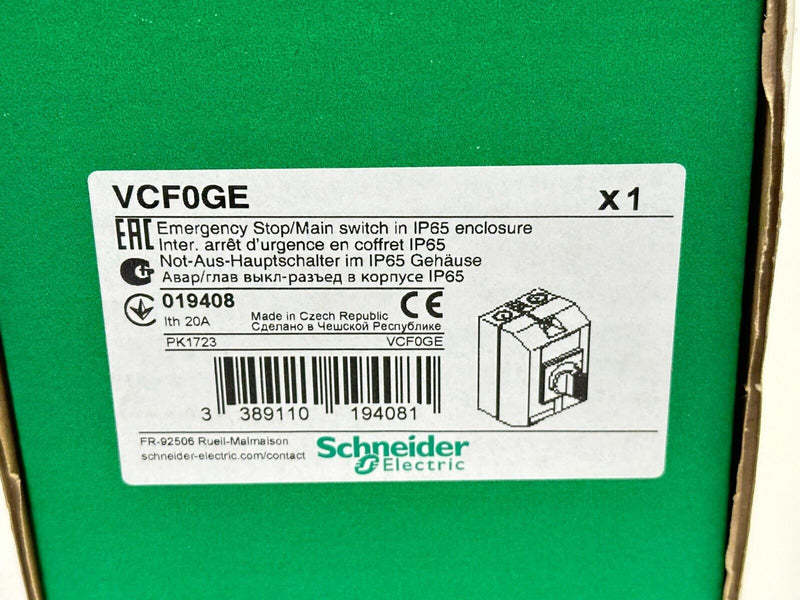 Schneider Electric VCF0GE Emergency Stop/Main Switch In IP65 Enclosure - Maverick Industrial Sales