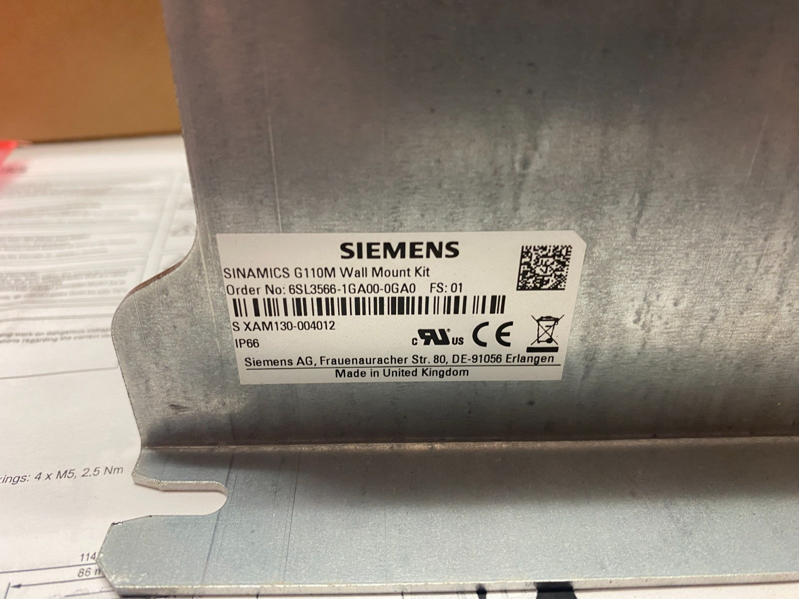 Siemens 6SL3566-1GA00-0GA0 SINAMICS G110M Wall Mount Kit - Maverick Industrial Sales