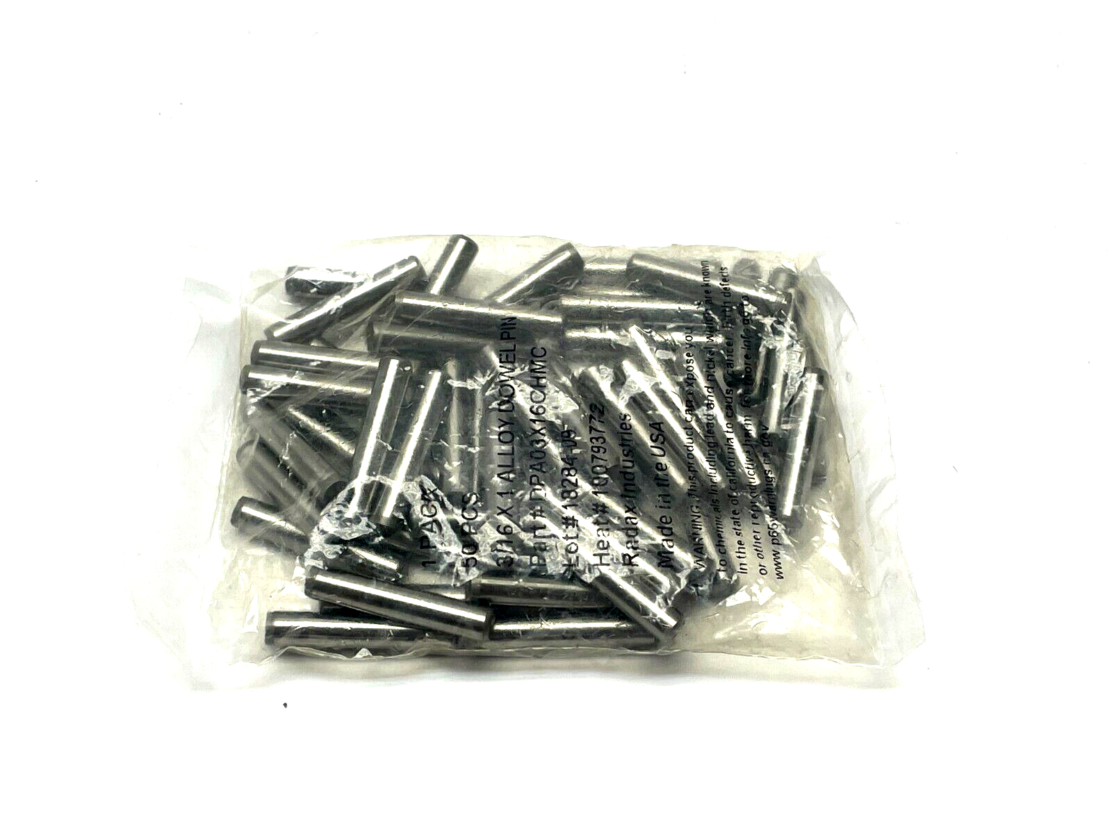 Radax DPA03X16CHMC Alloy Dowel Pins 3/16" x 1" LOT OF 2 Pkgs - Maverick Industrial Sales